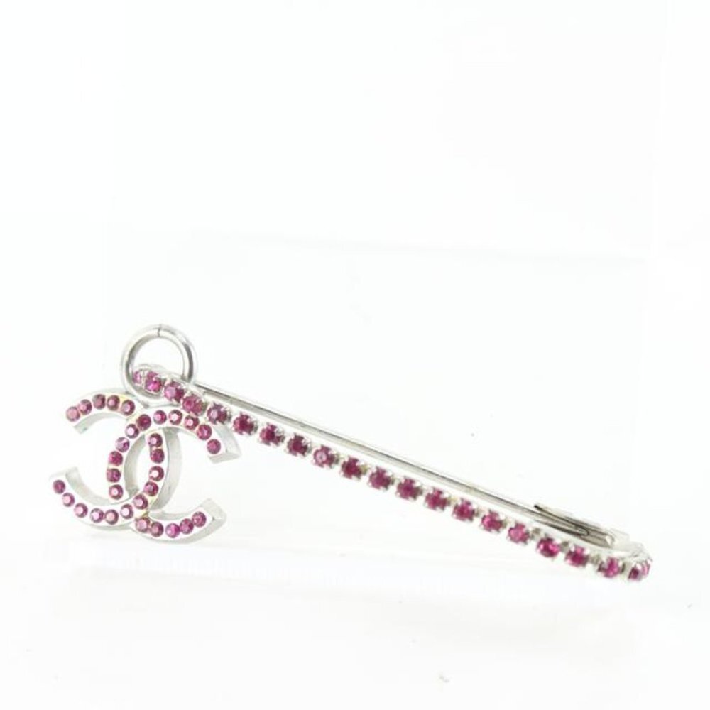 Chanel 02P Silver x Fuchsia Safety Pin Brooch 71ck84s